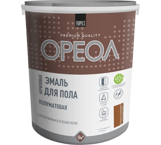 Изображение товара Акриловая эмаль для пола Ореол (полуматовая; золотисто-коричневая; 2.3 кг) 73366