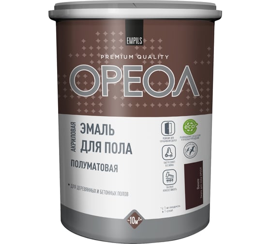 Изображение товара Акриловая эмаль для пола Ореол (полуматовая; венге; 0.9 кг) 73369