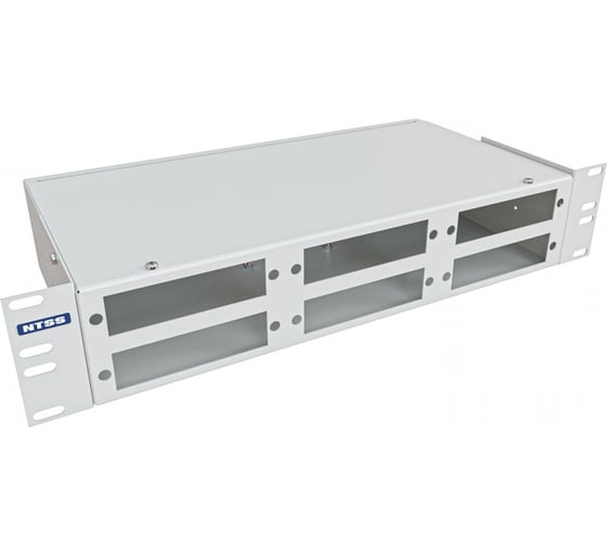 Изображение товара Кросс оптический NTSS 19'' укомплектованный 2U, 48 портов LC/UPC duplex, 50/125 мкм ОМ4 (планки, сплайс-кассета 3шт, пигтейлы, КДЗС, адаптеры) серый RAL 7035 NTSS-RFOB-2U-48-2LC/U-504-SP1.5G1AY
