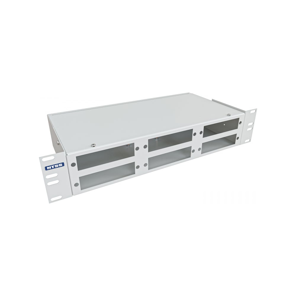 Кросс оптический NTSS 19'' укомплектованный 2U, 48 портов SC/APC, 9/125 мкм (планки, сплайс-кассета 2шт, пигтейлы, КДЗС, адаптеры) серый RAL 7035 NTSS-RFOB-2U-48-SC/A-9-SP1.5G1AY
