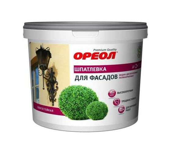 Изображение товара Шпатлевка для фасадов Ореол (влагостойкая; водно-дисперсионная; полиакриловая; для наружных работ; 4 кг) 66160