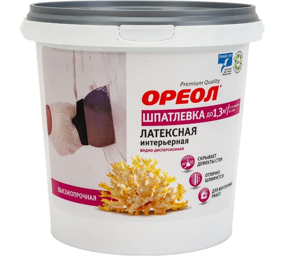 Изображение товара Интерьерная шпатлевка Ореол (водно-дисперсионная; латексная; 1.5 кг) 66526
