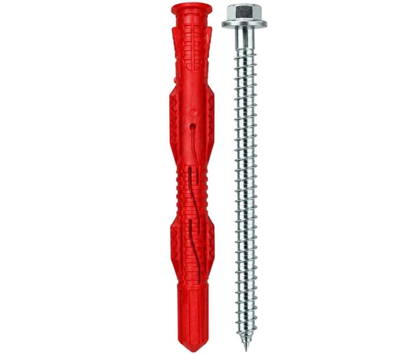 Изображение товара Дюбель фасадный RITTER Life NL HT 10х140 мм (нейлон красный) (шуруп кп. 8.8, оцинк.,ш/гр TORX 40) потайной борт 71011014