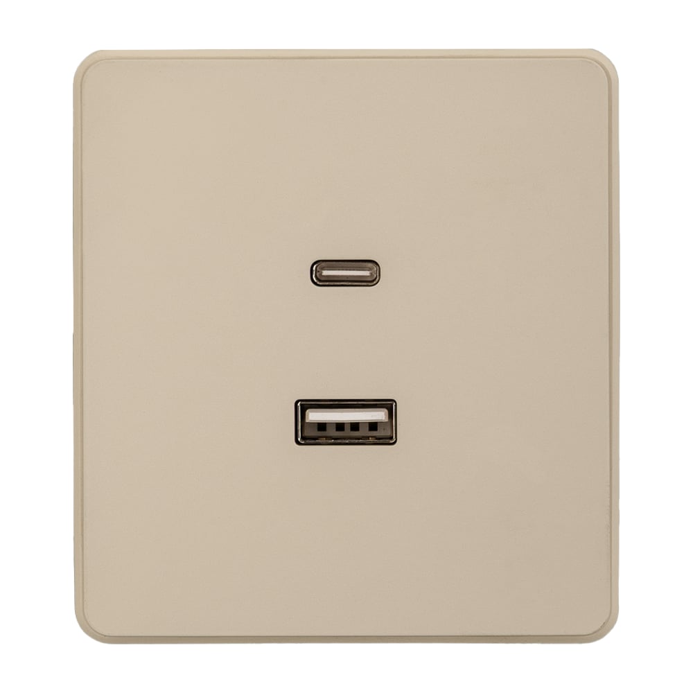 Изображение товара Механизм розетки KRANZ ROUND USB-A+Type-C 3А для быстрой зарядки Изображение товара Механизм розетки KRANZ ROUND USB-A+Type-C 3А для быстрой зарядки