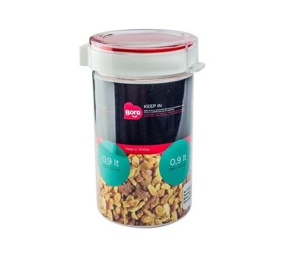 Изображение товара Круглый контейнер BORA 0.9 л Н133хD92 мм полоса красная пластик ПЛ-BO2222