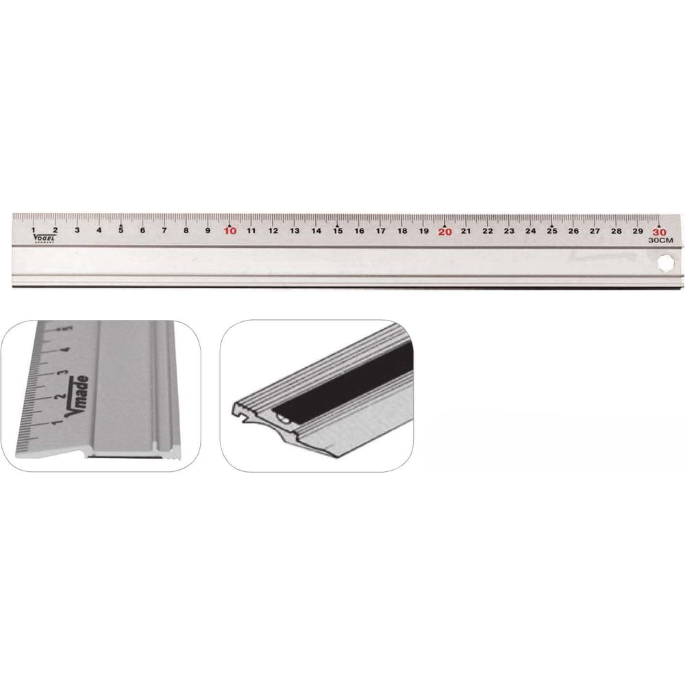 Линейка алюминиевая Vogel 300х35х1,5 с калибровкой 1796300030 К