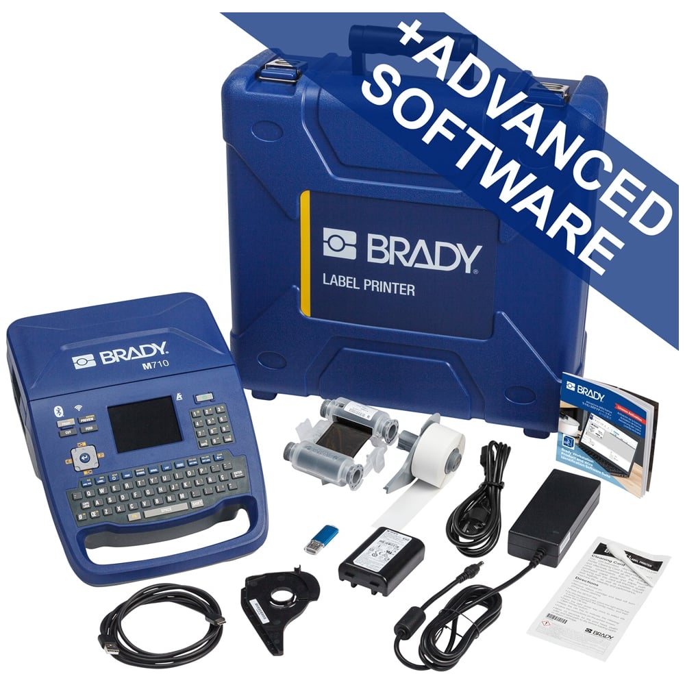Принтер BRADY M710-WB-QY-EU-BWS c ПО BWS ADVANCED, англ. клавиатура. В комплекте: жесткий кейс, литий-ионный аккумулятор, адаптер, USB кабель, переходник для материалов, быстрый старт, риббон M7-R6000 черный, материал M7C-1000-595-WT brd322914