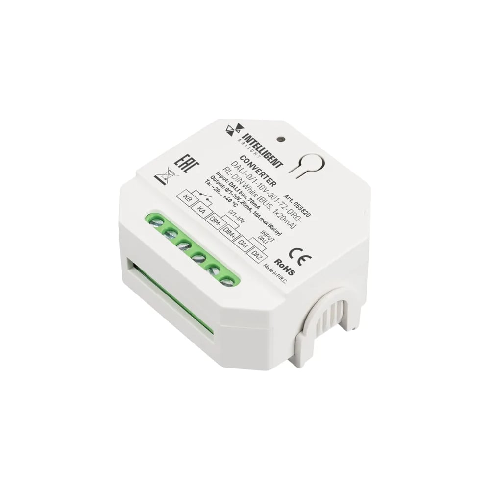 Изображение товара Конвертер INTELLIGENT ARLIGHT DALI-0/1-10V-301-72-DRO-RL-DIN White IARL, IP20 Пластик 1шт 055820 Изображение товара Конвертер INTELLIGENT ARLIGHT DALI-0/1-10V-301-72-DRO-RL-DIN White IARL, IP20 Пластик 1шт 055820