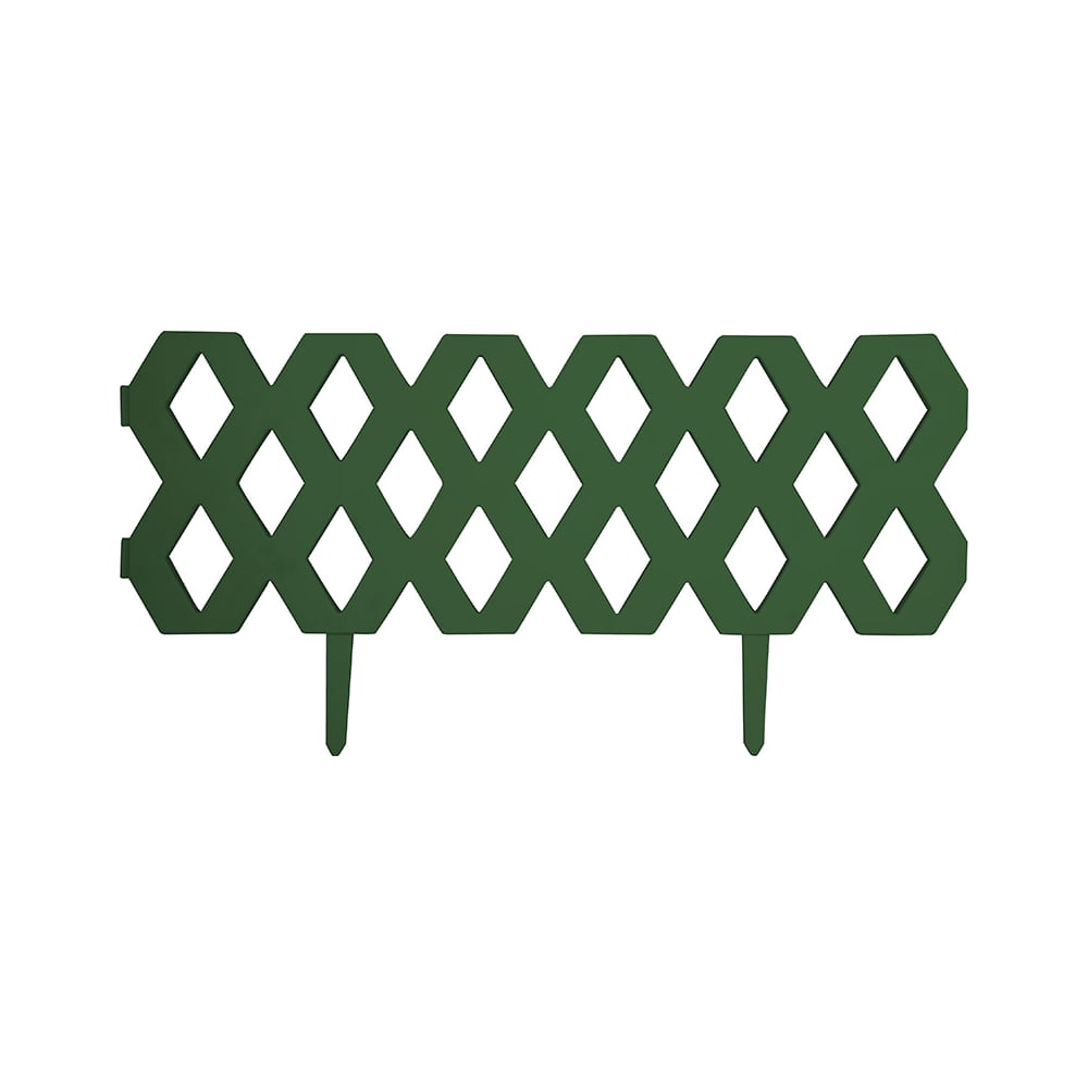 Забор декоративный PARK Ромб L=1.2м, H=22см (2шт по 60см и 4 ножки) зеленый 999337
