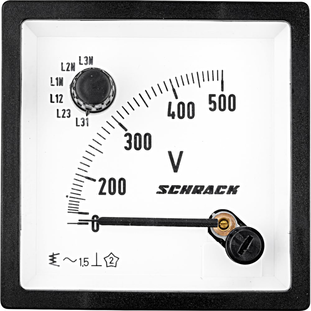 Вольтметр Schrack Technik AC со встроенным переключ. для фаз,72x72мм,500В AC MGF77500-A