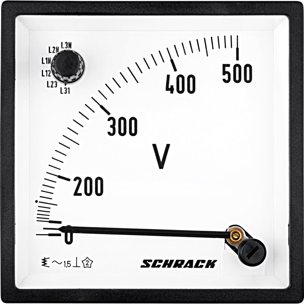 Вольтметр Schrack Technik AC со встроенным переключ. для фаз,96x96мм,500В AC MGF79500-A