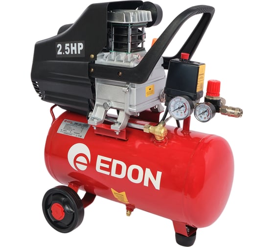 Изображение товара Компрессор масляный коаксиальный EDON OAC-25/1600A с набором (1600Вт; 2800об/мин; 198л/мин; 8бар; 25л) 56855
