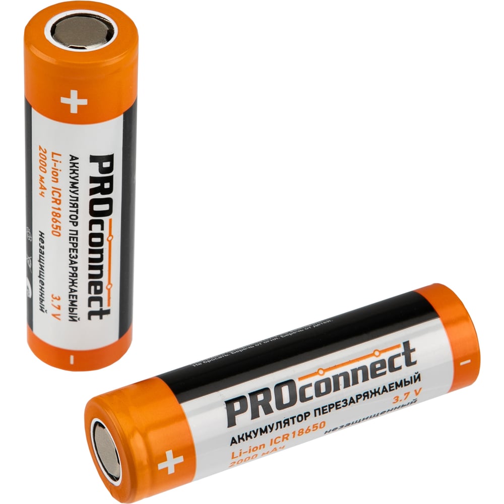 Изображение товара Аккумулятор PROCONNECT 18650 Li-ion 2000 mAH 3.7 В 10 шт