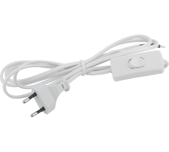 Изображение товара Шнур для бра ЭРАUX-ШВВП-S-1,8m-W с выключателем 1,8м ШВВП 2x0,5мм2 белый Б0044071