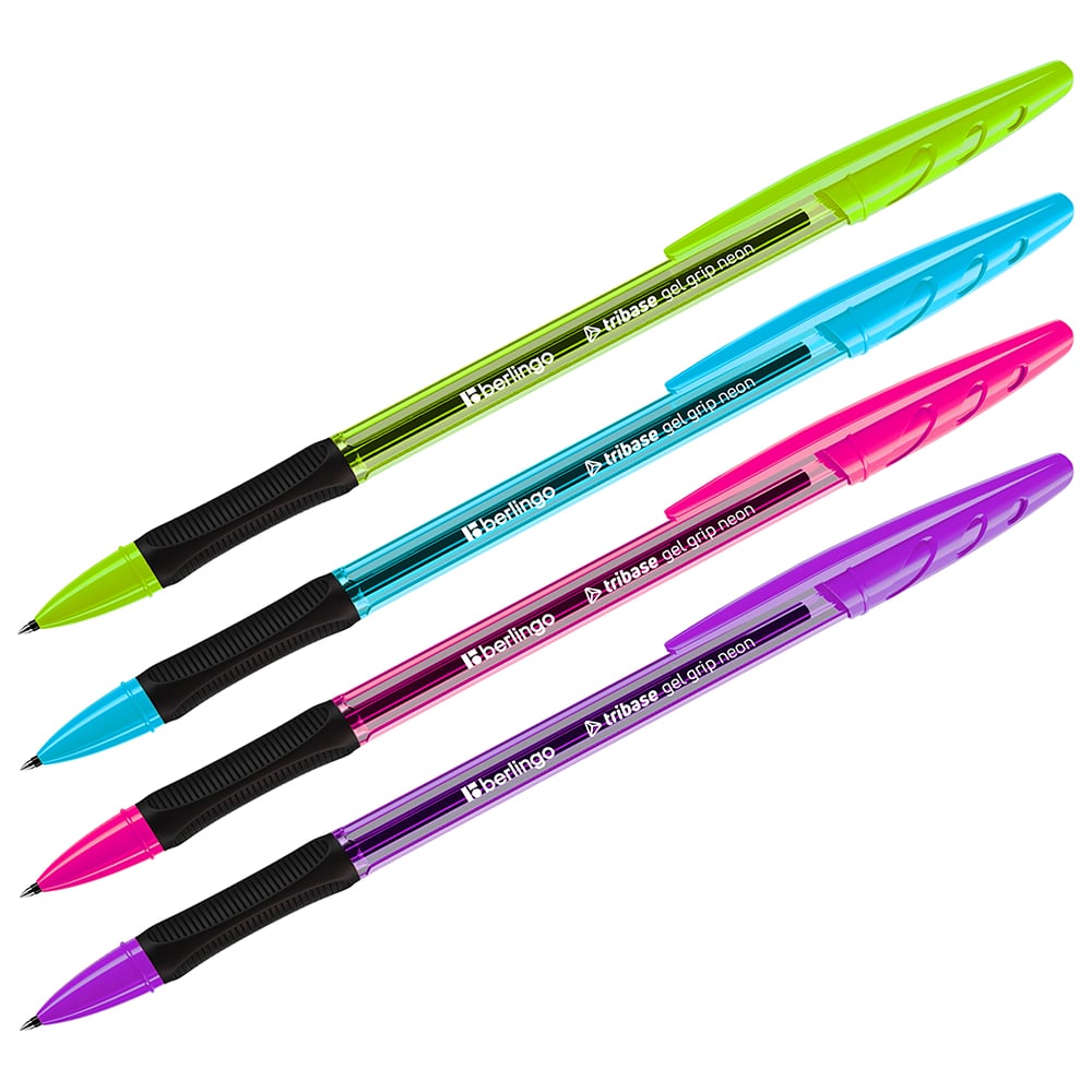 Ручка гелевая Berlingo Tribase Gel grip neon черная, 0,5мм, грип, CGp05026 CGp_05026