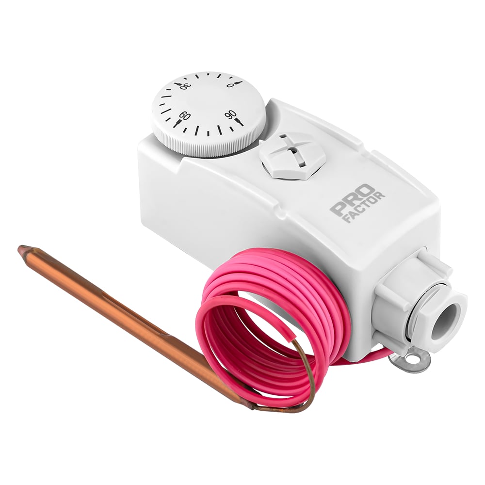 Термостат погружной PROFACTOR с капиллярной трубкой, 16А, 250V, 0–90°C, PF TC 641 W