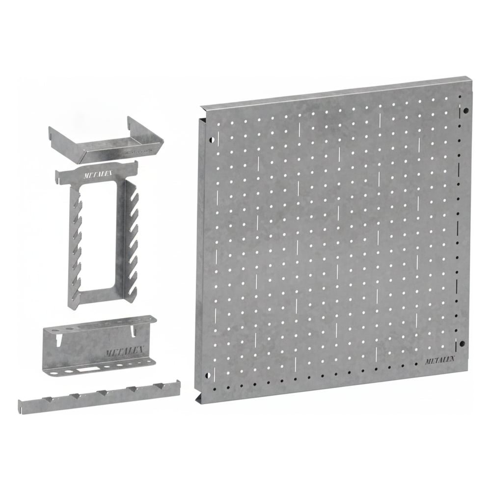 Металлическая перфопанель Metalex ООО Металекс500х500 (оцинкованная) (с комплектом аксессуаров) / 401428