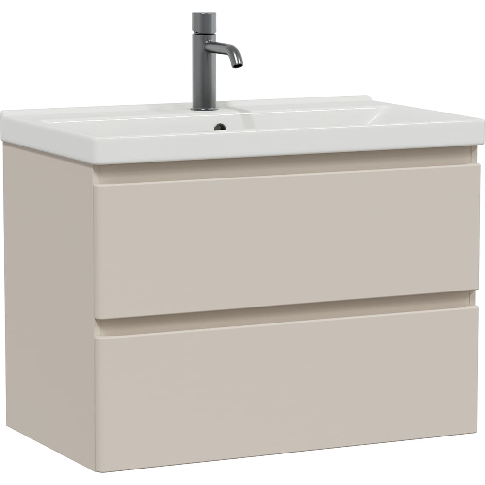 Тумба подвесная Sanstar Riana 80 с раковиной Фест 80 (комплект) для ванной комнаты, cappuccino 521.1-1.4.1.КФЕС