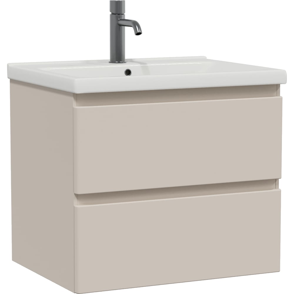 Тумба подвесная Sanstar Riana 60 с раковиной Миранда 60 (комплект) для ванной комнаты, cappuccino 519.1-1.4.1.КМИР