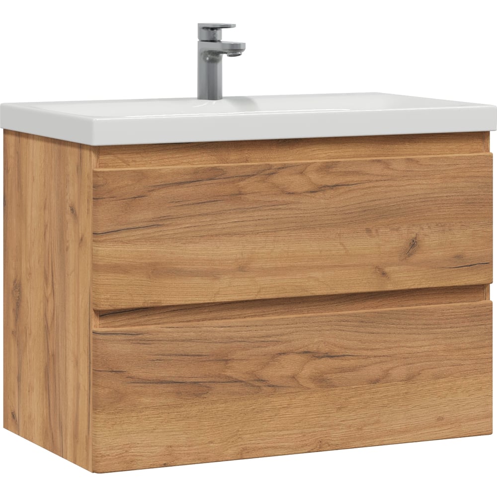 Тумба подвесная Sanstar Riana 80 с раковиной Moduo 80 (комплект) для ванной комнаты, gold kraft 510.1-1.4.1.КМОД