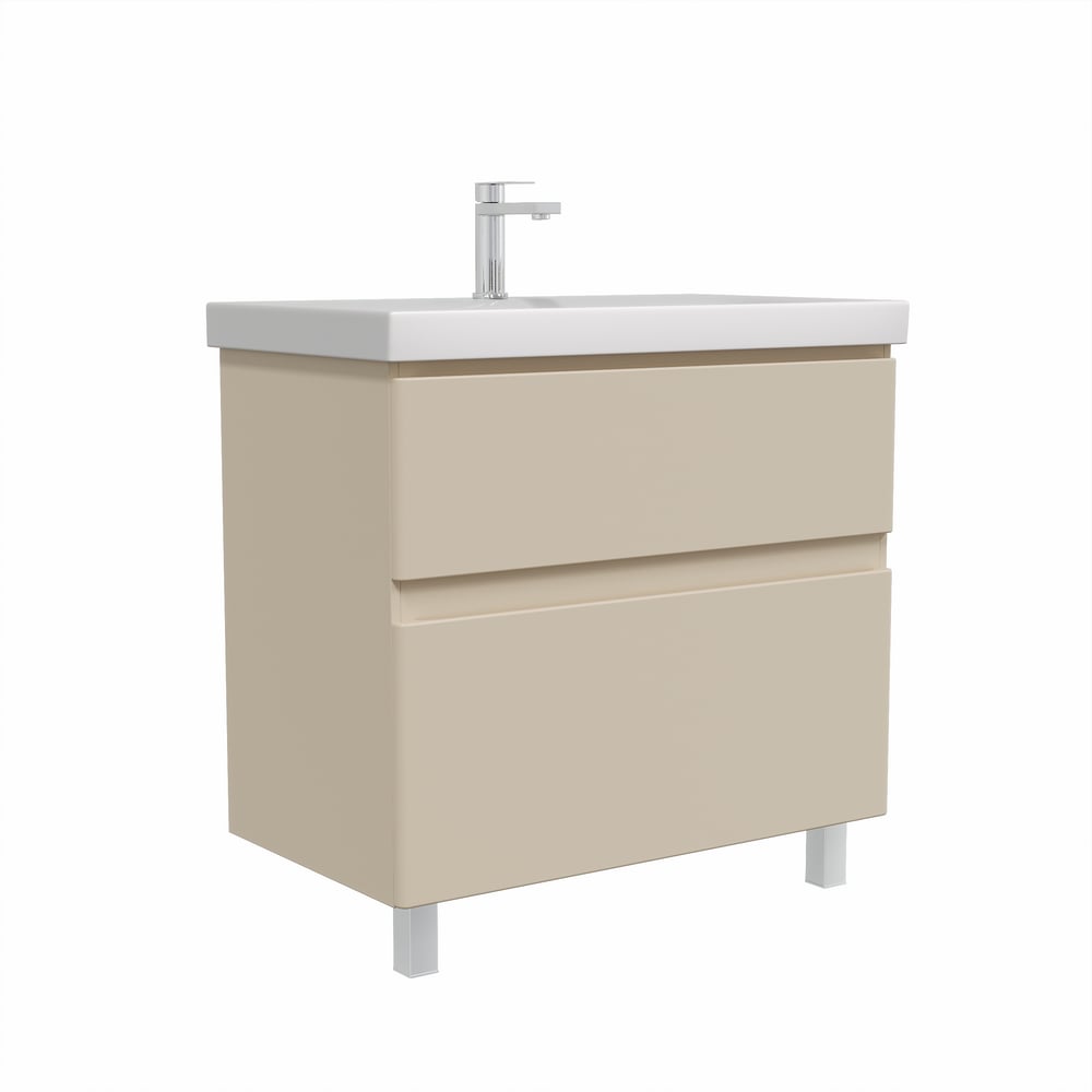 Тумба напольная Sanstar Riana 80 с раковиной Moduo 80 (комплект) для ванной комнаты, cappuccino 556.1-1.4.1.КМОД