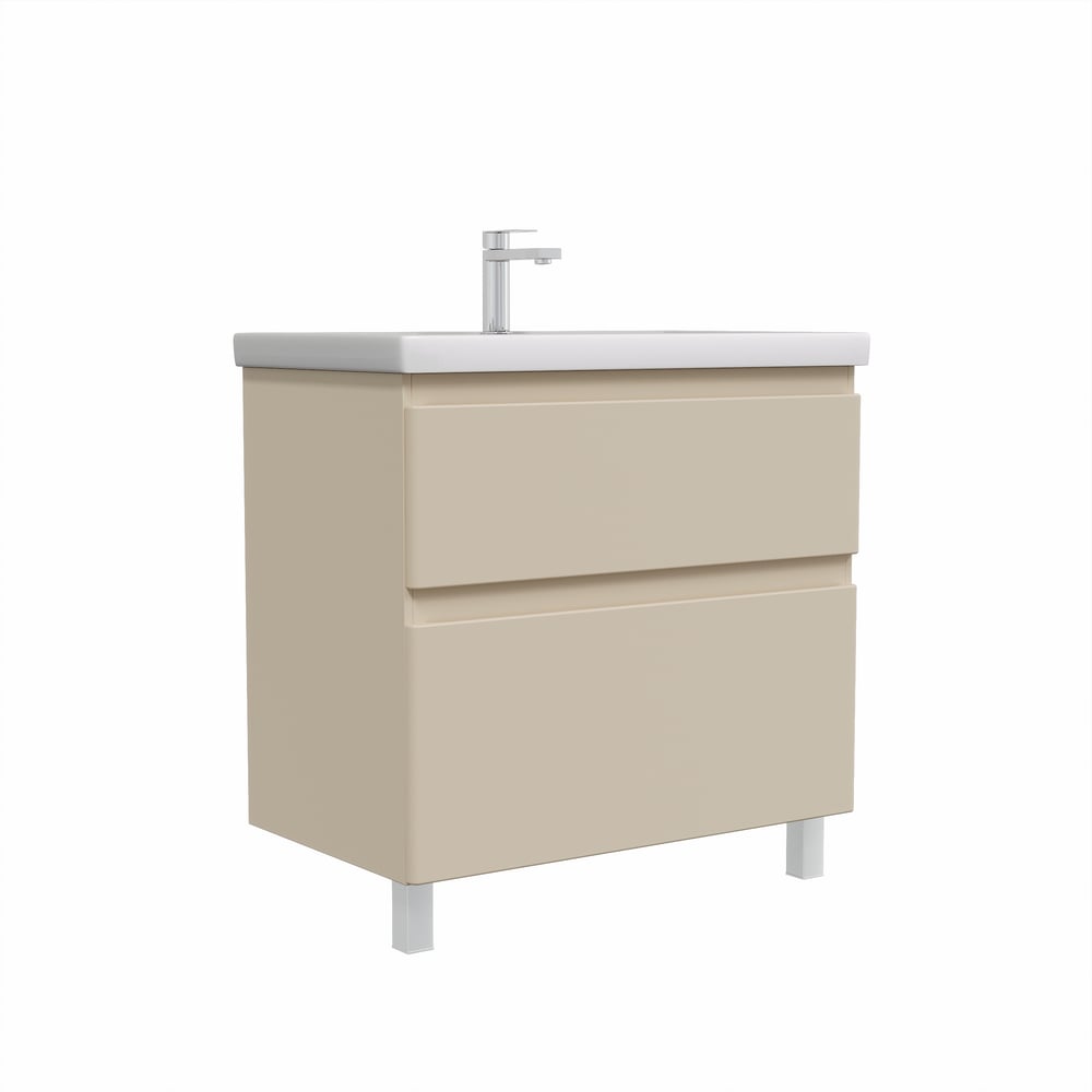 Тумба напольная Sanstar Riana 80 с раковиной Фостер 80 (комплект) для ванной комнаты, cappuccino 556.1-1.4.1.КФОС