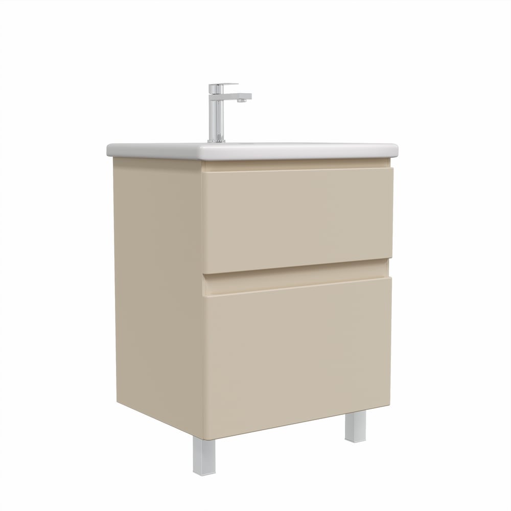 Тумба напольная Sanstar Riana 60 с раковиной Moduo 60 (комплект) для ванной комнаты, cappuccino 554.1-1.4.1.КМОД