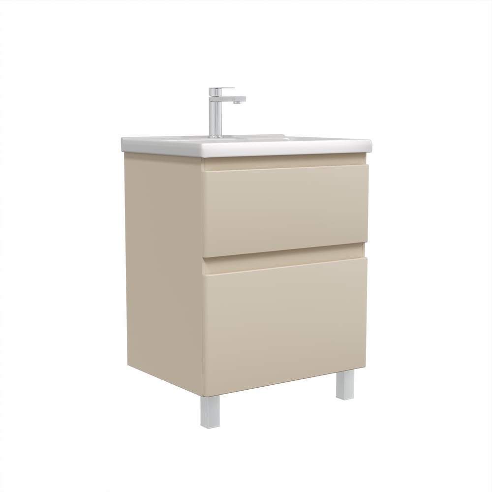 Тумба напольная Sanstar Riana 60 с раковиной Миранда 60 (комплект) для ванной комнаты, cappuccino 554.1-1.4.1.КМИР