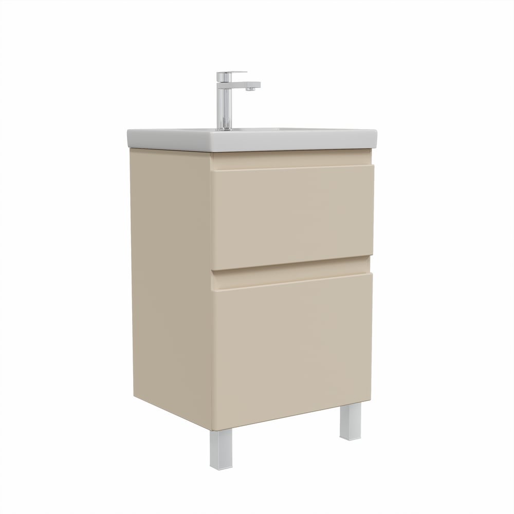 Тумба напольная Sanstar Riana 50 с раковиной Фостер 50 (комплект) для ванной комнаты, cappuccino 553.1-1.4.1.КФОС