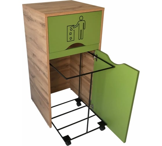 Изображение товара Мусорный контейнер для фудкорта Оди 1000 цвет киви - дуб 5190007UOKD