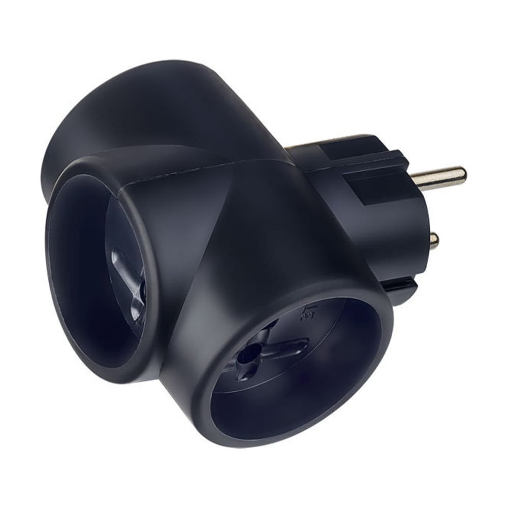 Изображение товара Сетевой разветвитель-тройник Perfeo RU POWER 3 гнезда, черный