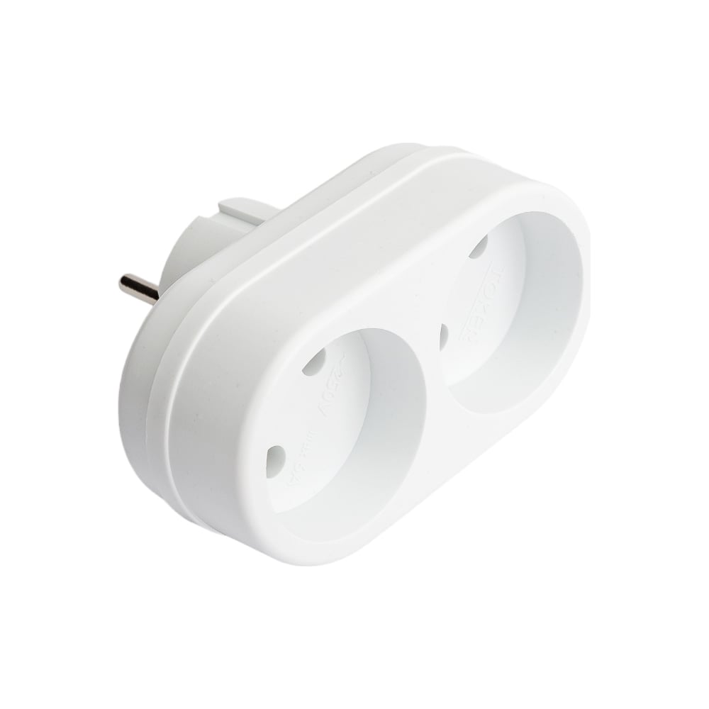 Изображение товара Разветвитель Perfeo RU POWER 2 гнезда IP54 белый 6А 220В Европейский тип