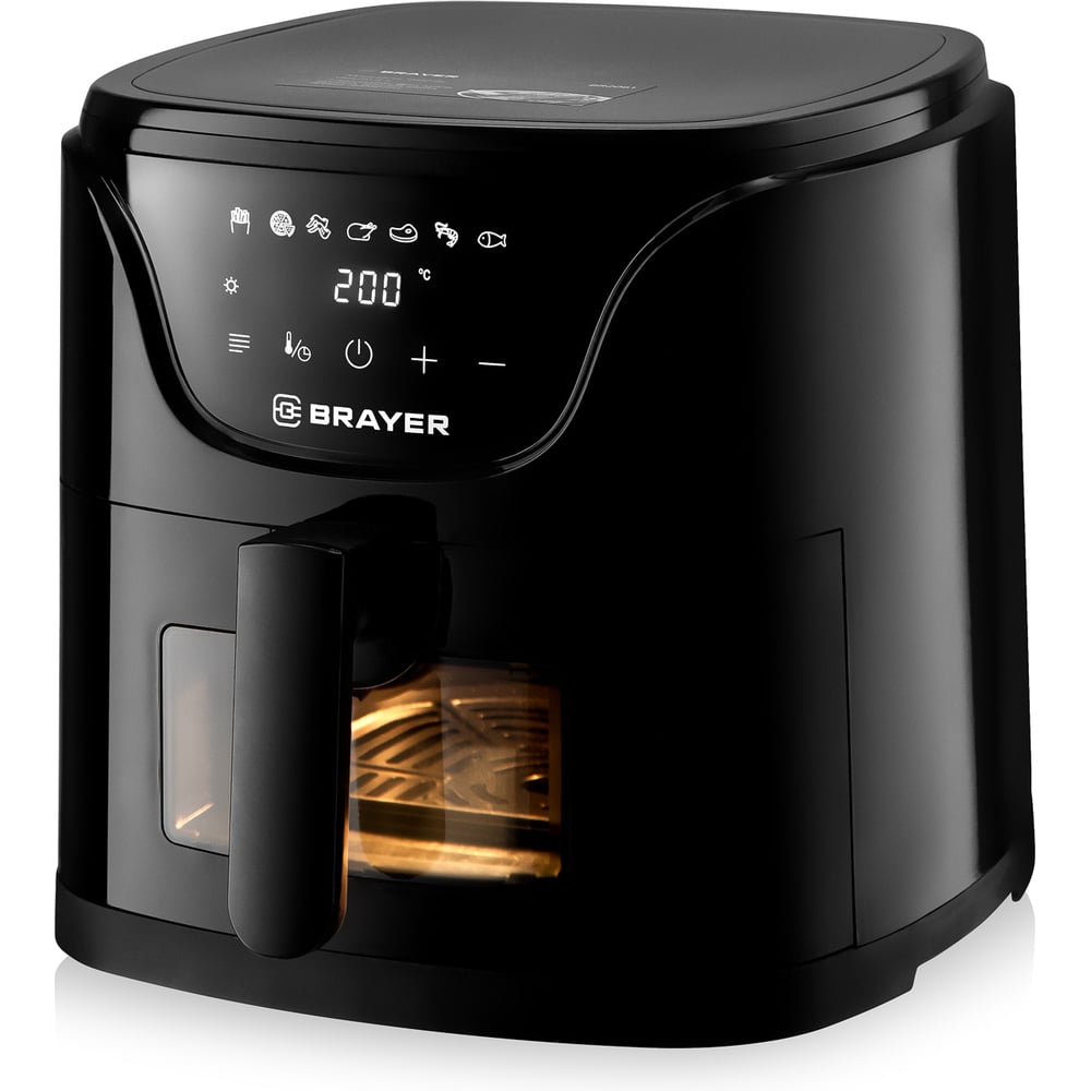 Аэрогриль BRAYER 2061BR 1500 Вт,5 л, t. 200С, съемная решетка, таймер, LCD-дисплей, 7 программ BR2061