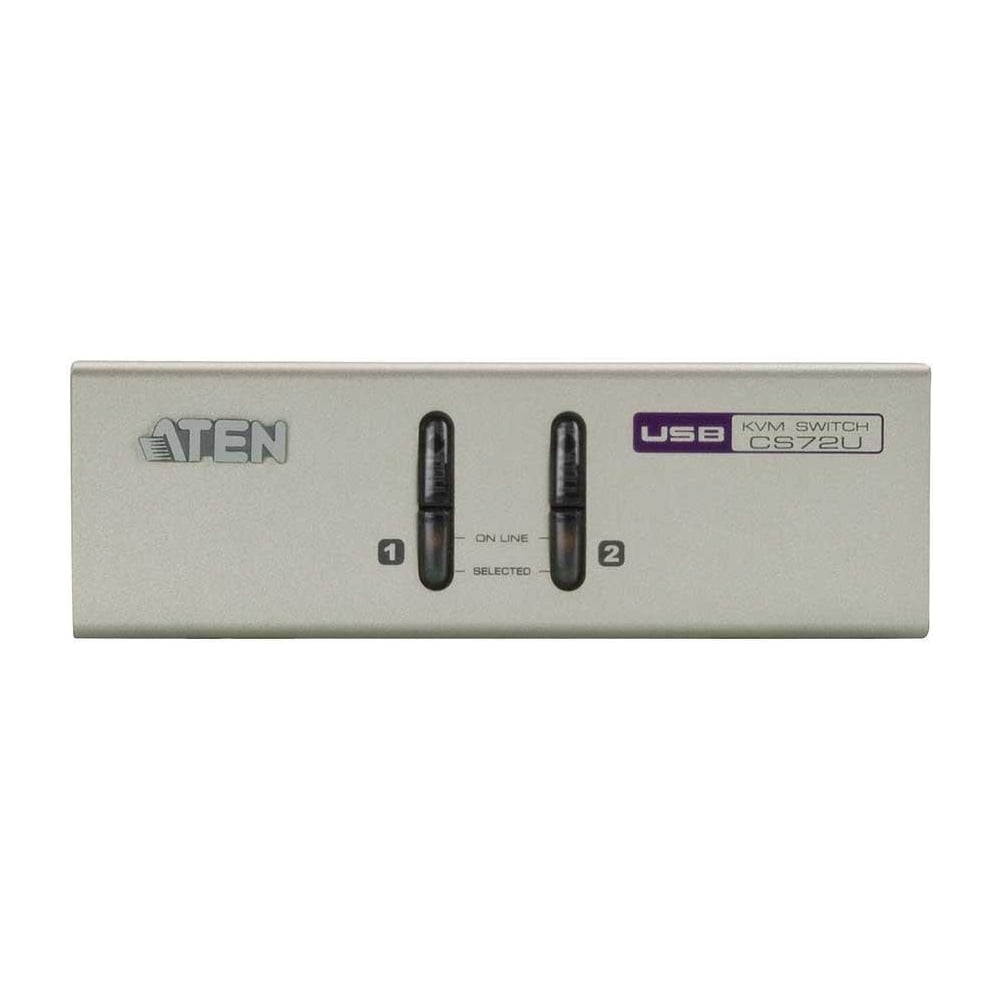 Переключатель KVM ATEN Switch, VGA/SVGA+KBD+MOUSE, 1 2 блока/порта/port USB, с KVM-шнурами USB 2х1.2м CS72U-AT