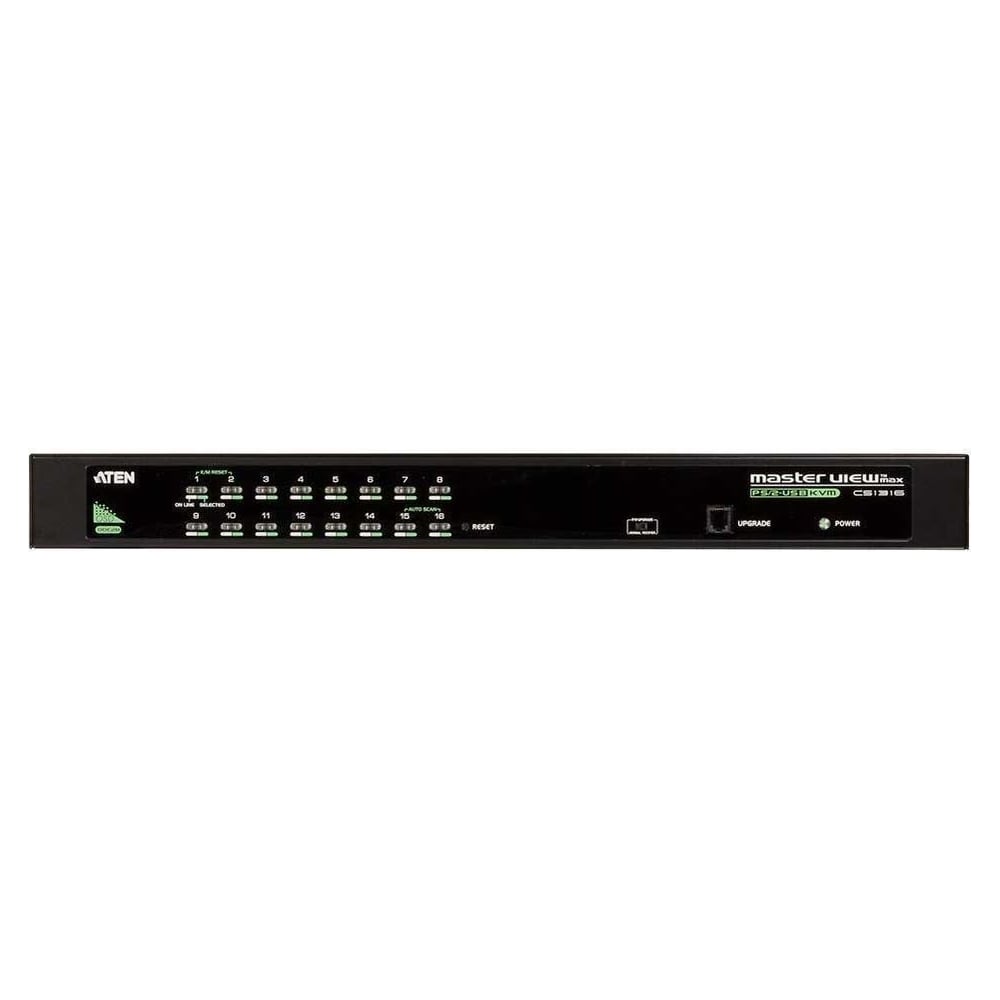 Переключатель KVM ATEN, 1 user PS2/USB+VGA = 16 cpu PS2/USB+VGA, со шнуром для подключ. консоли PS2/USB 0.27м., 2048x1536, 1U 19, исп.спе CS1316-AT-G