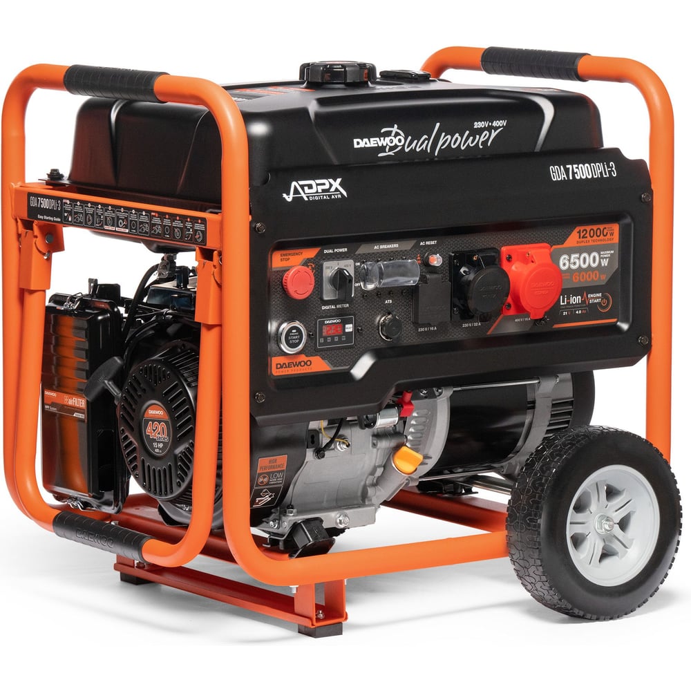 Изображение товара Генератор бензиновый DAEWOO с функцией Dual Power GDA 7500DPLi-3 Изображение товара Генератор бензиновый DAEWOO с функцией Dual Power GDA 7500DPLi-3