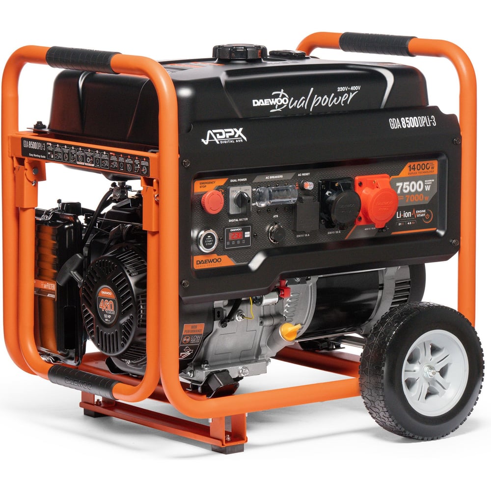 Изображение товара Генератор бензиновый DAEWOO с функцией Dual Power GDA 8500DPLi-3 Изображение товара Генератор бензиновый DAEWOO с функцией Dual Power GDA 8500DPLi-3