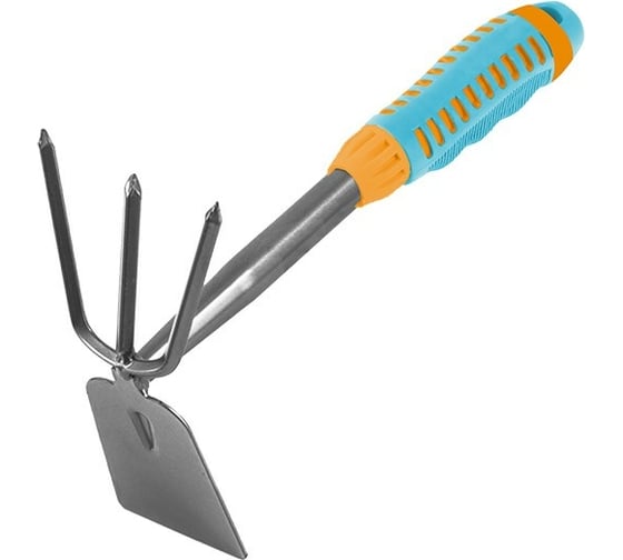 Изображение товара Комбинированная мотыжка Yard трапеция, 3 зуба, двухкомпонентная рукоятка 330x193 мм 66-1-605