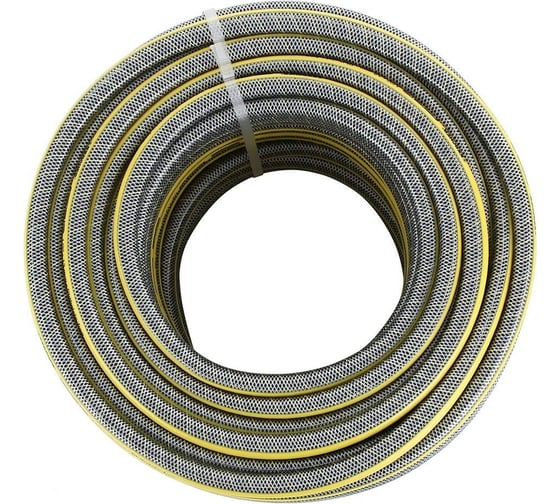 Изображение товара Поливочный шланг Yard Кобра, ПВХ, армированный, мягкий, 3-х слойный, серый, 2,5 мм, D 3/4, 25 м 66-3-625