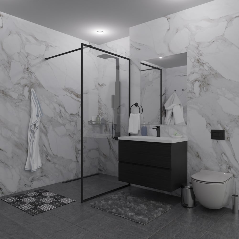 Изображение товара Душевая перегородка GuteWetter SHOWER GLASS 50x200 см, черный матовый Изображение товара Душевая перегородка GuteWetter SHOWER GLASS 50x200 см, черный матовый