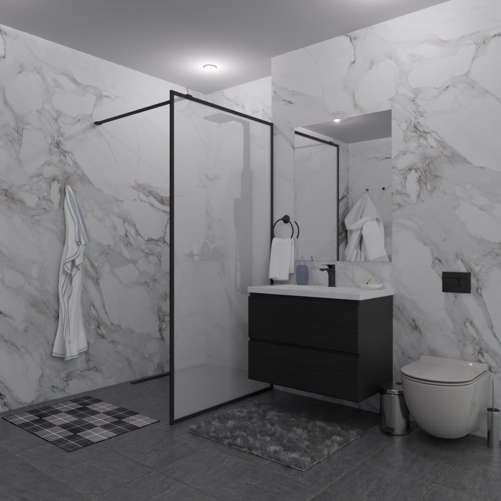 Душевая перегородка GuteWetter SHOWER GLASS GK-24-10мм 120x200 см, цвет фурнитуры черный матовый, цвет стекла матовый, стекло закаленное 10 мм 4698033173387