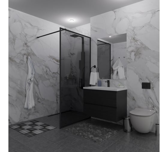 Изображение товара Душевая перегородка GuteWetter SHOWER GLASS GK-24-10мм 65x200 см, цвет фурнитуры черный матовый, цвет стекла графитовый, стекло закаленное 10 мм 4698033172717