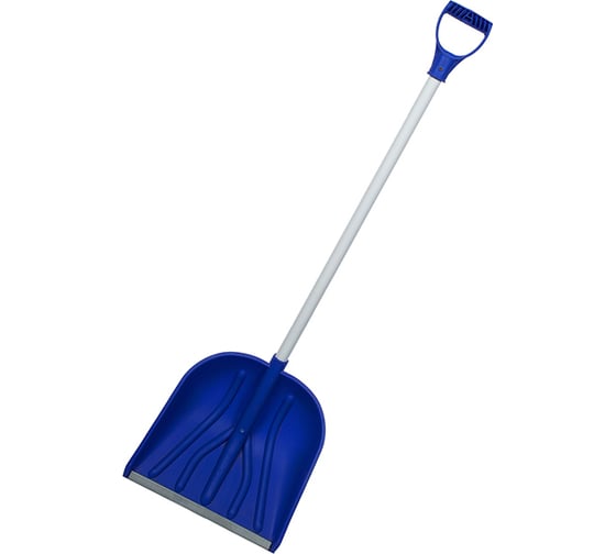 Изображение товара Снеговая лопата  с планкой и алюминиевым черенком с V-образной рукояткой РемоКолор пластмассовая, синяя, 410x460 мм 69-0-431