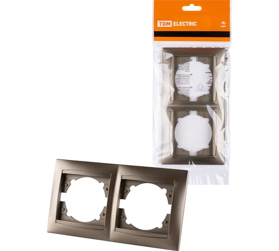 Изображение товара 2-х постовая рамка TDM ELECTRIC горизонтальная, бронза Лама SQ1815-0730