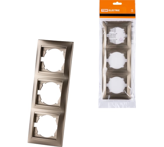 Изображение товара Рамка 3-х постовая вертикальная бронза серия "Лама" TDM ELECTRIC SQ1815-0734