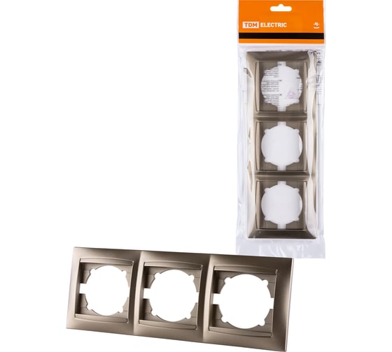 Изображение товара Рамка 3-х постовая горизонтальная бронза серия "Лама" TDM ELECTRIC SQ1815-0731