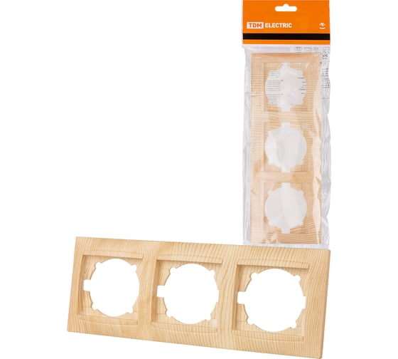 Изображение товара 3-х постовая рамка TDM ELECTRIC горизонтальная, сосна Лама SQ1815-0331