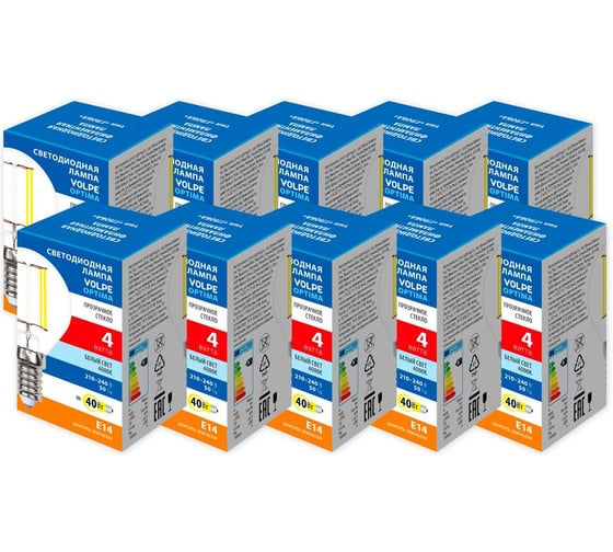Изображение товара Светодиодная лампа Volpe LED-G45-4W/4000K/E14/CL/SLF SET10 UL-00013907