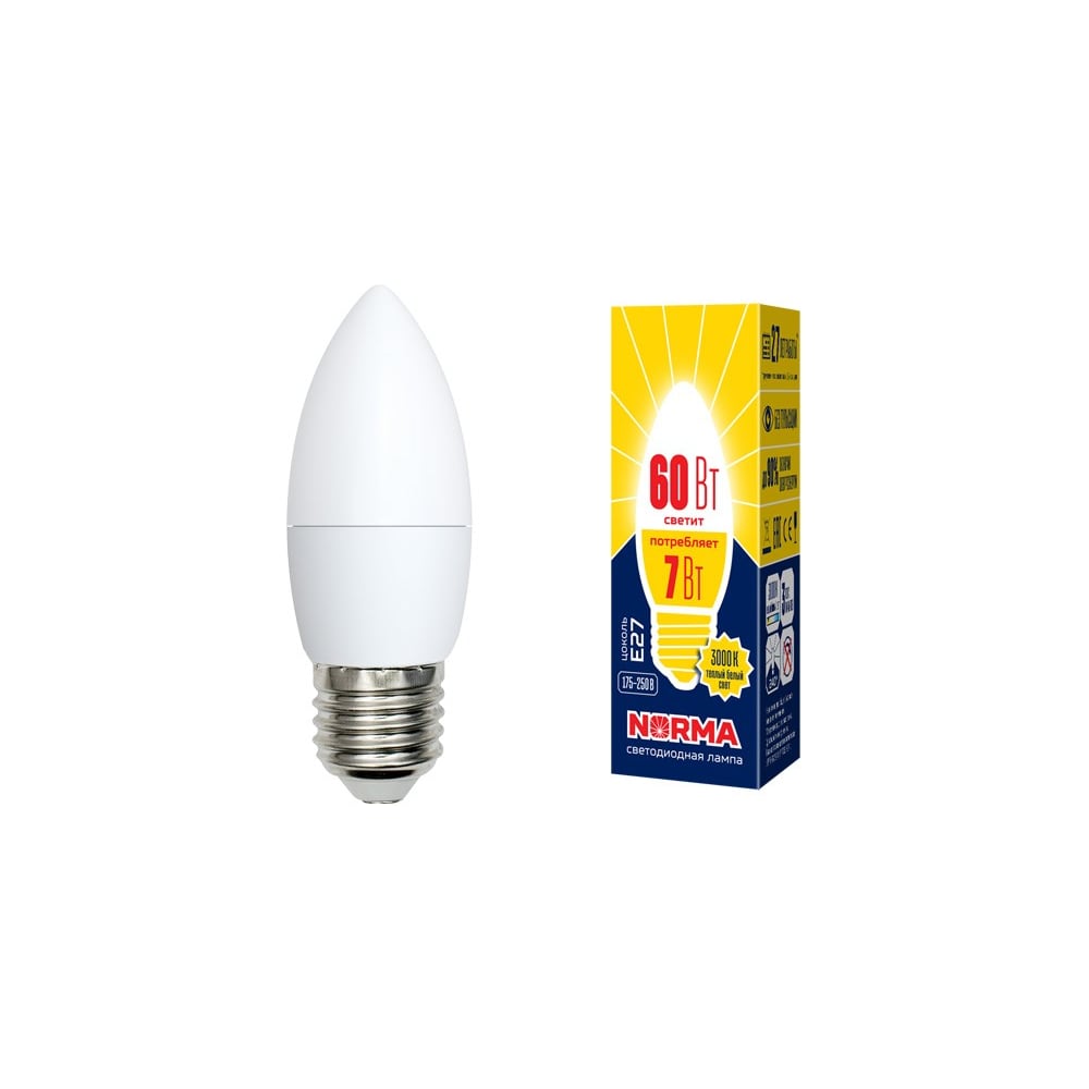 Светодиодная лампа Volpe LED-C37-7W/WW/E27/FR/NR SET10 UL-00014087