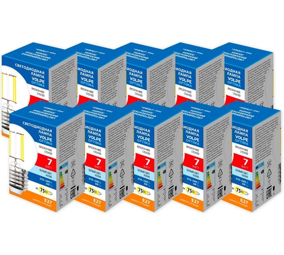 Изображение товара Светодиодная лампа Volpe LED-G45-7W/4000K/E27/CL/SLF SET10 UL-00013923
